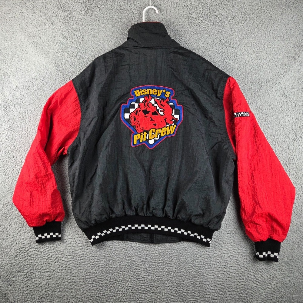 Vintage Mickey Mouse Disneys Pit Crew Jacket‎ Mens Size XL Full Zip Windbreaker